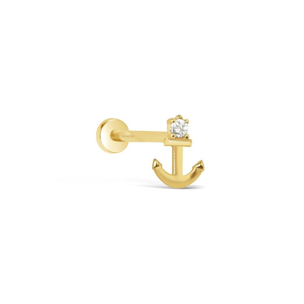14 Ayar Sarı Altın Çapa Tragus Piercing