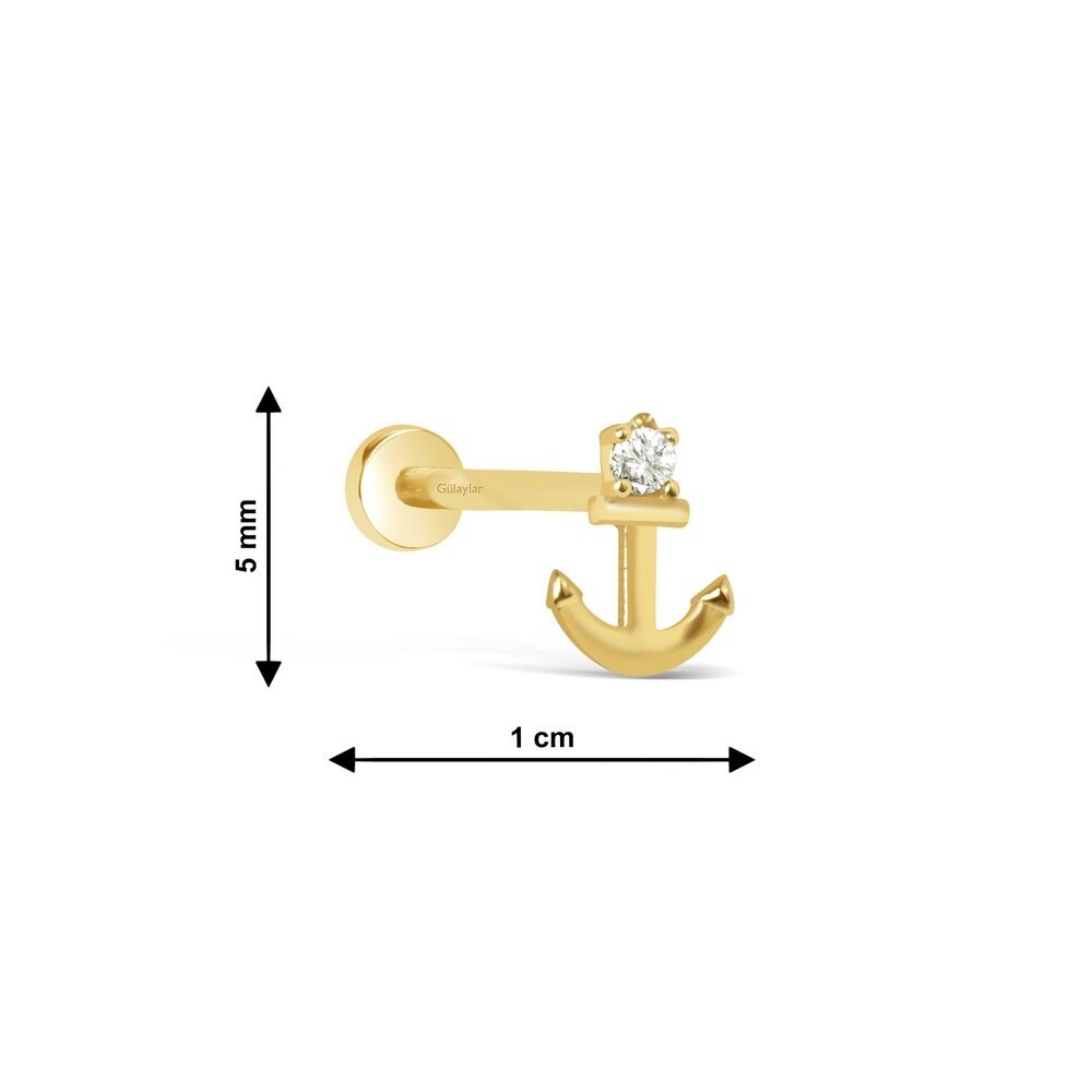 14 Ayar Sarı Altın Çapa Tragus Piercing