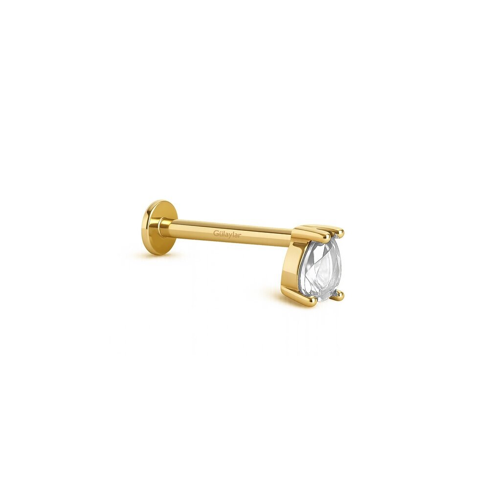 14 Ayar Sarı Altın Damla Taş Tragus Piercing