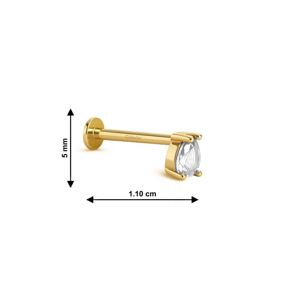 14 Ayar Sarı Altın Damla Taş Tragus Piercing