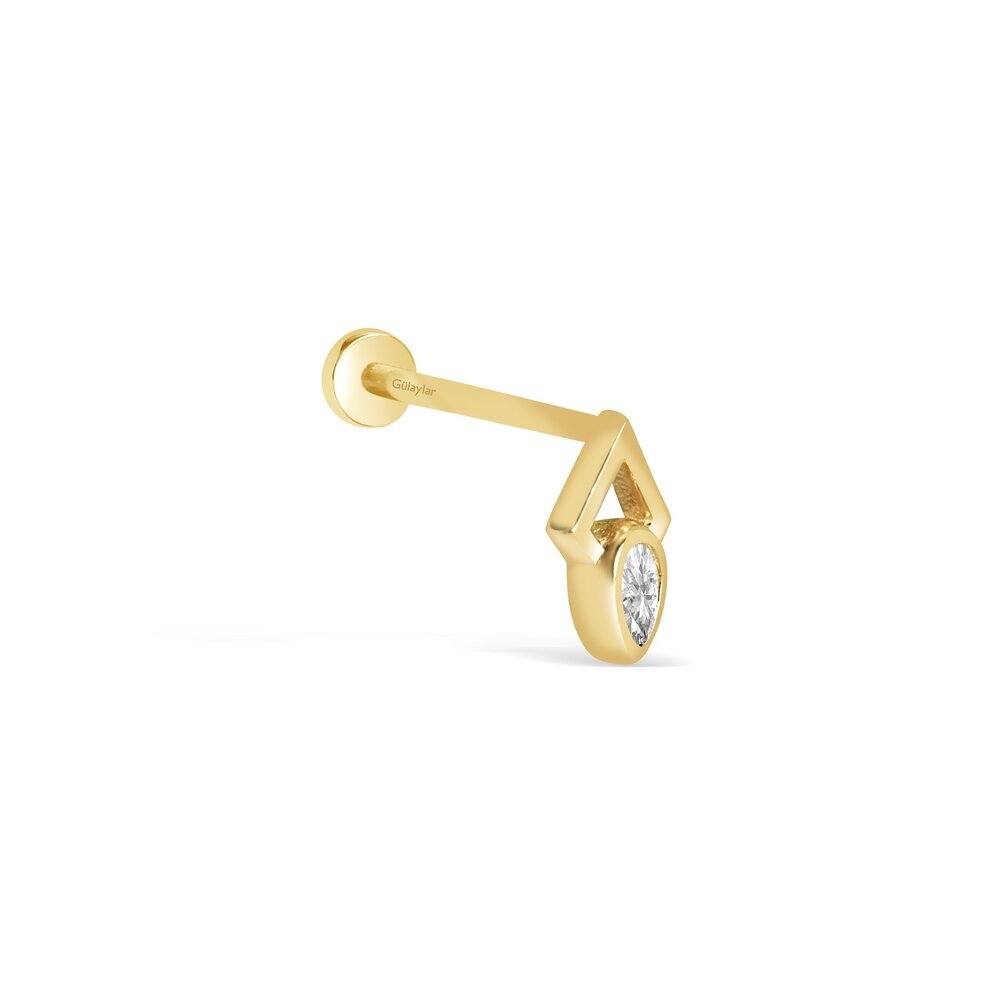 14 Ayar Sarı Altın Damla Taşlı Tragus Piercing