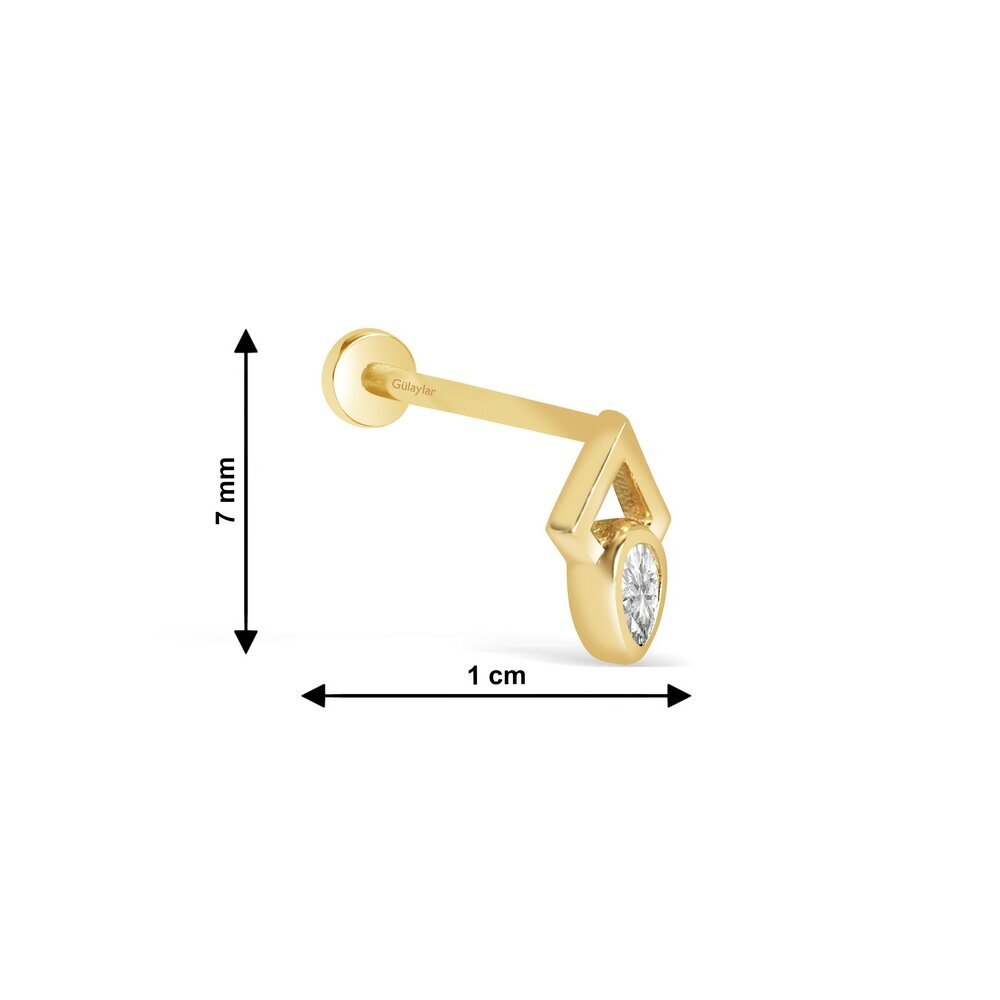 14 Ayar Sarı Altın Damla Taşlı Tragus Piercing