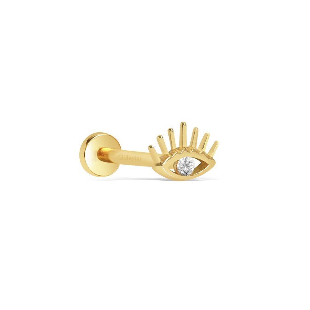 14 Ayar Sarı Altın Göz Tragus Piercing