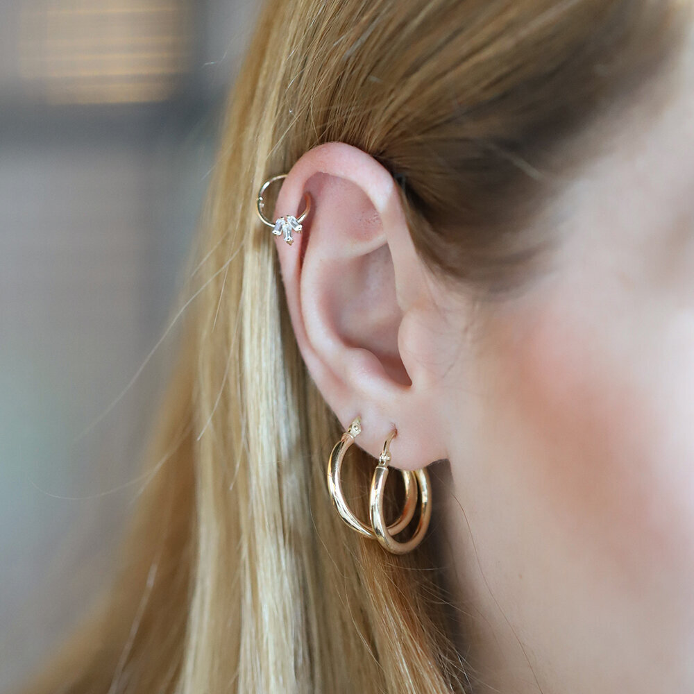 14 Ayar Sarı Altın Taşlı Helix Piercing