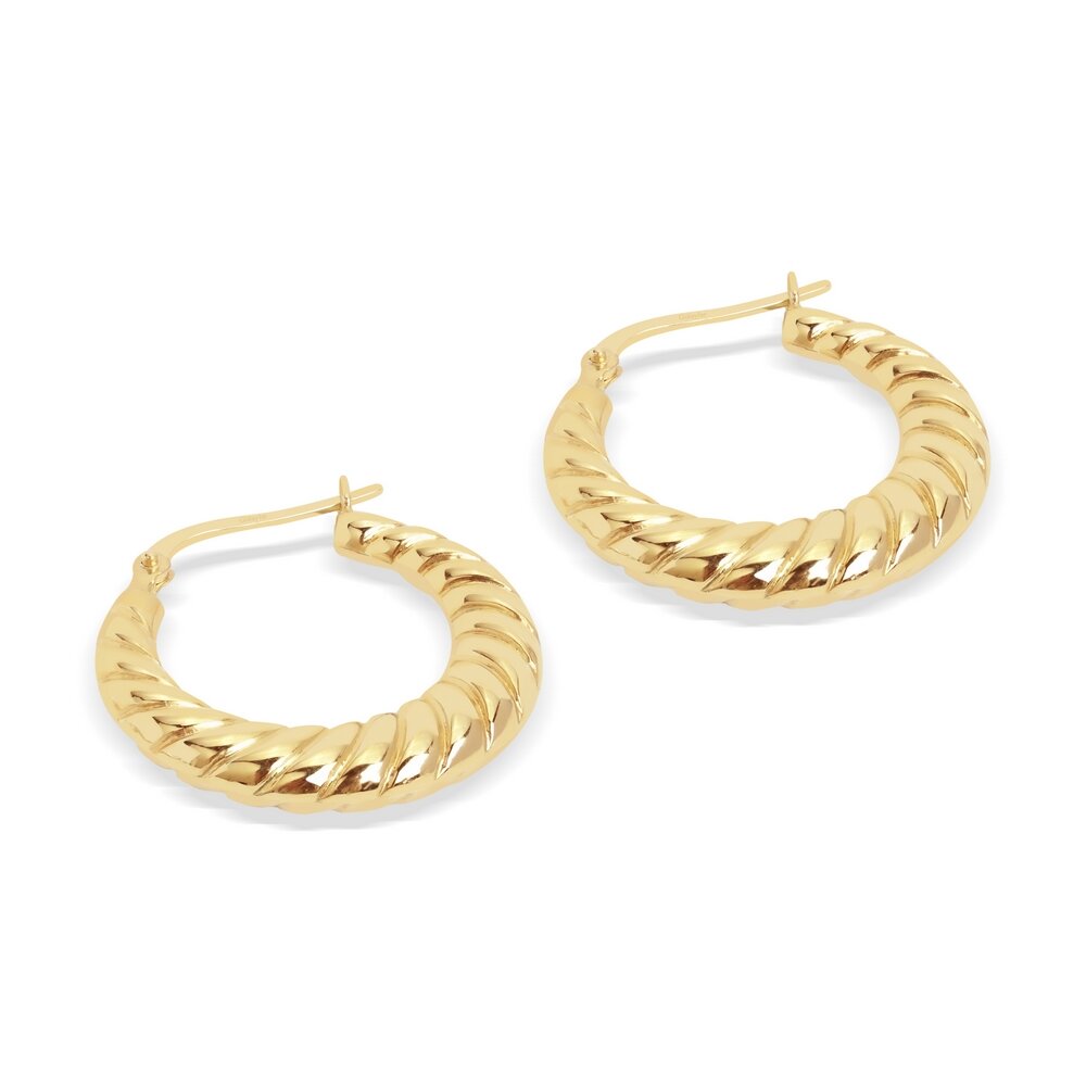 14 Ayar Sarı Altın Burgu Halka Küpe