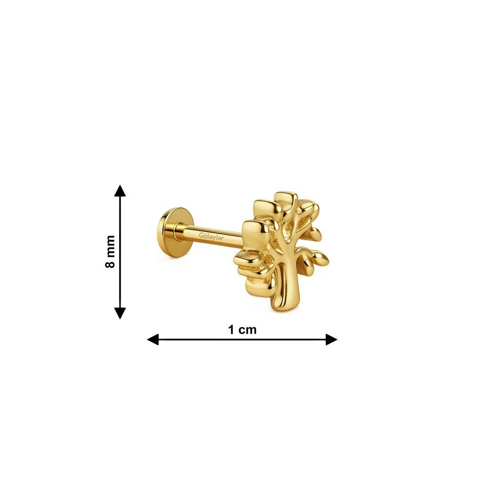 14 Ayar Sarı Altın Hayat Ağacı Piercing