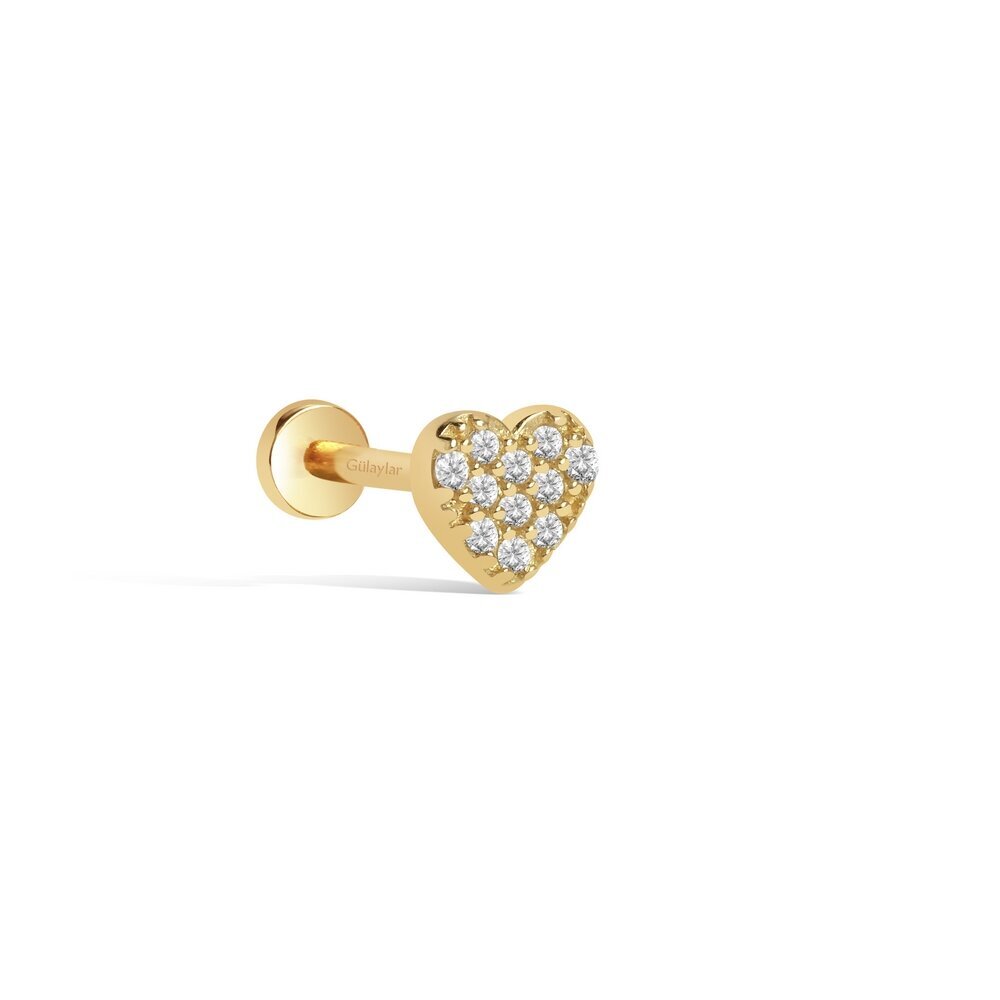 14 Ayar Sarı Altın Kalp Tragus Piercing