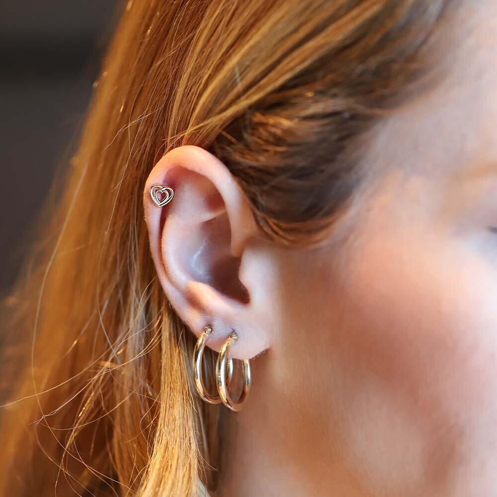 14 Ayar Sarı Altın Kalp Tragus Piercing