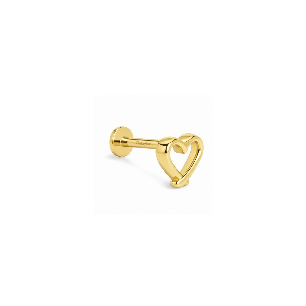 14 Ayar Sarı Altın Kalp Tragus Piercing