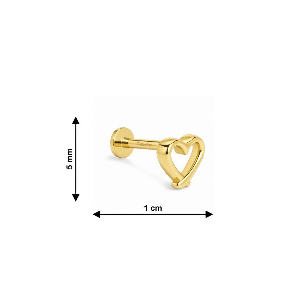 14 Ayar Sarı Altın Kalp Tragus Piercing