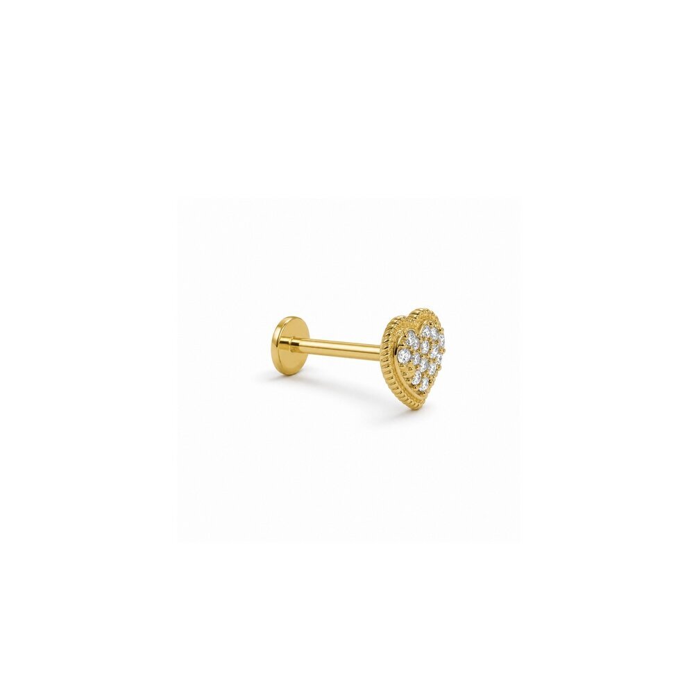 14 Ayar Sarı Altın Kalp Tragus Piercing