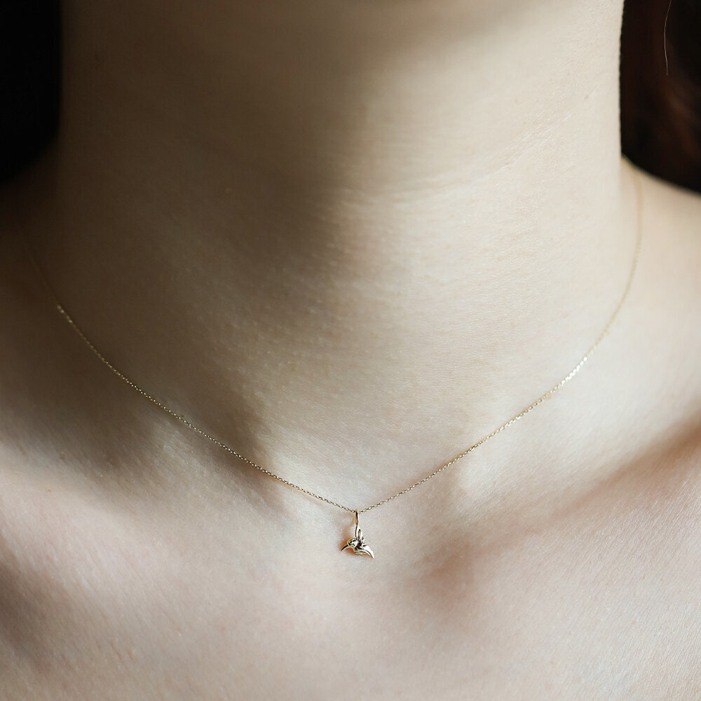 14 Ayar Sarı Altın Minimal Kuş Kolye