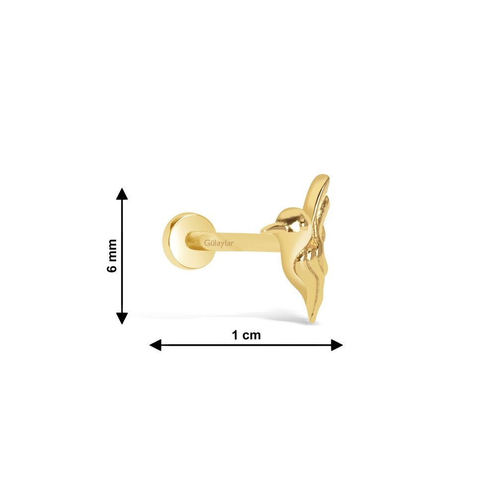 14 Ayar Sarı Altın Kuş Tragus Piercing