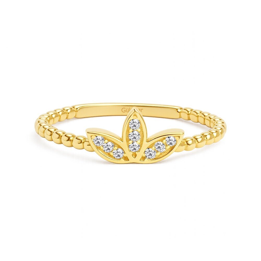 14 Ayar Sarı Altın Lotus Minimal Yüzük