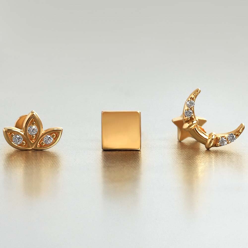 14 Ayar Sarı Altın Lotus Tragus Piercing