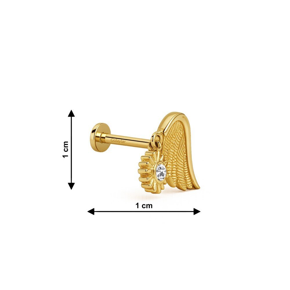 14 Ayar Sarı Altın Melek Kanadı Tragus Piercing