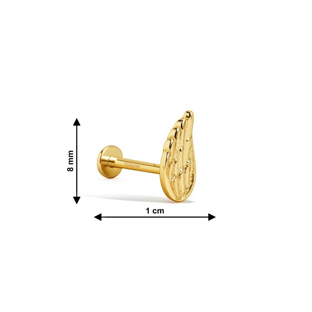 14 Ayar Sarı Altın Melek Kanadı Tragus Piercing