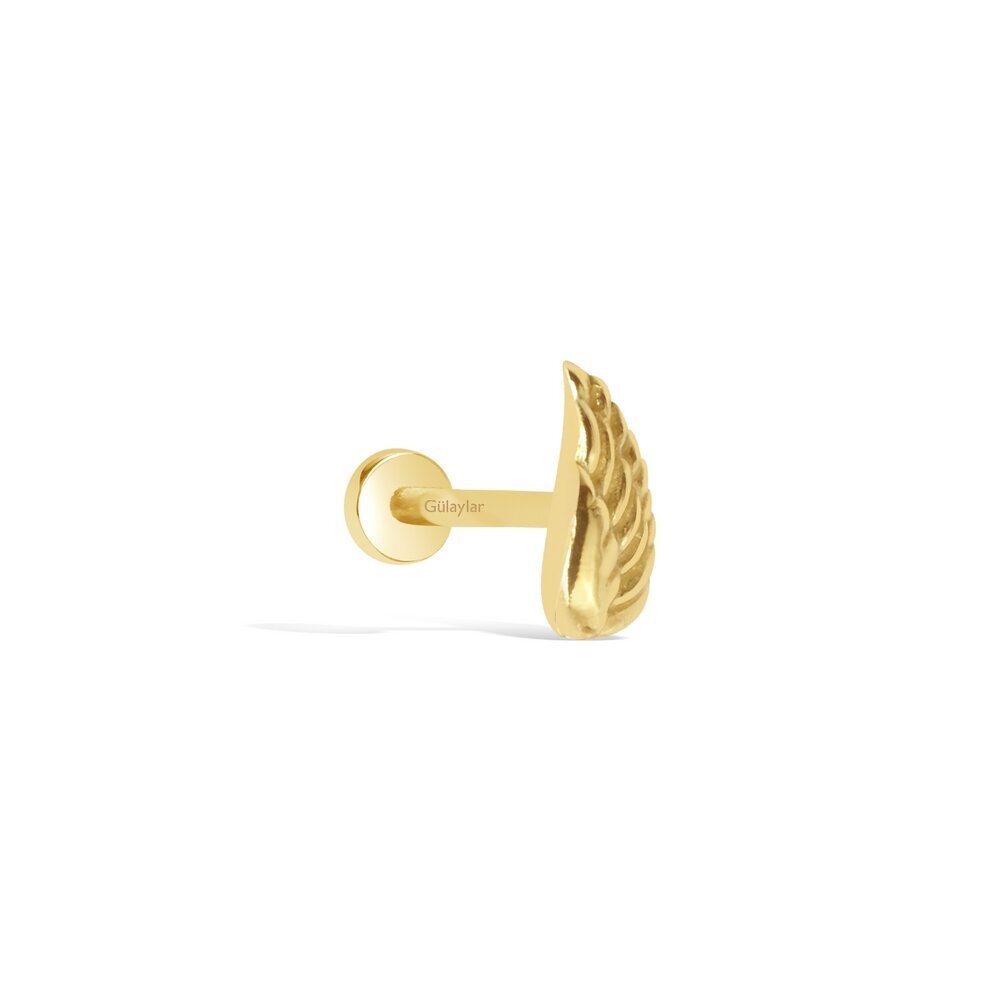 14 Ayar Sarı Altın Melek Kanadı Tragus Piercing