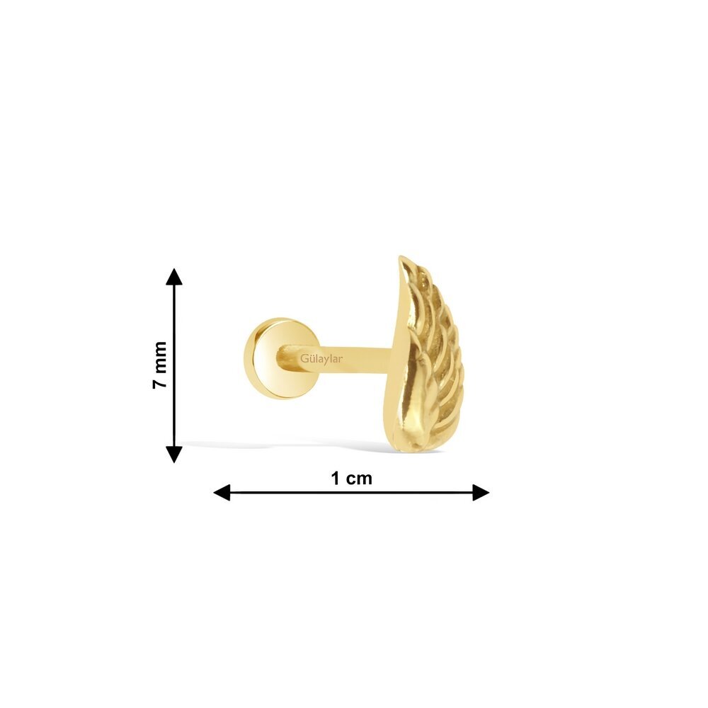 14 Ayar Sarı Altın Melek Kanadı Tragus Piercing