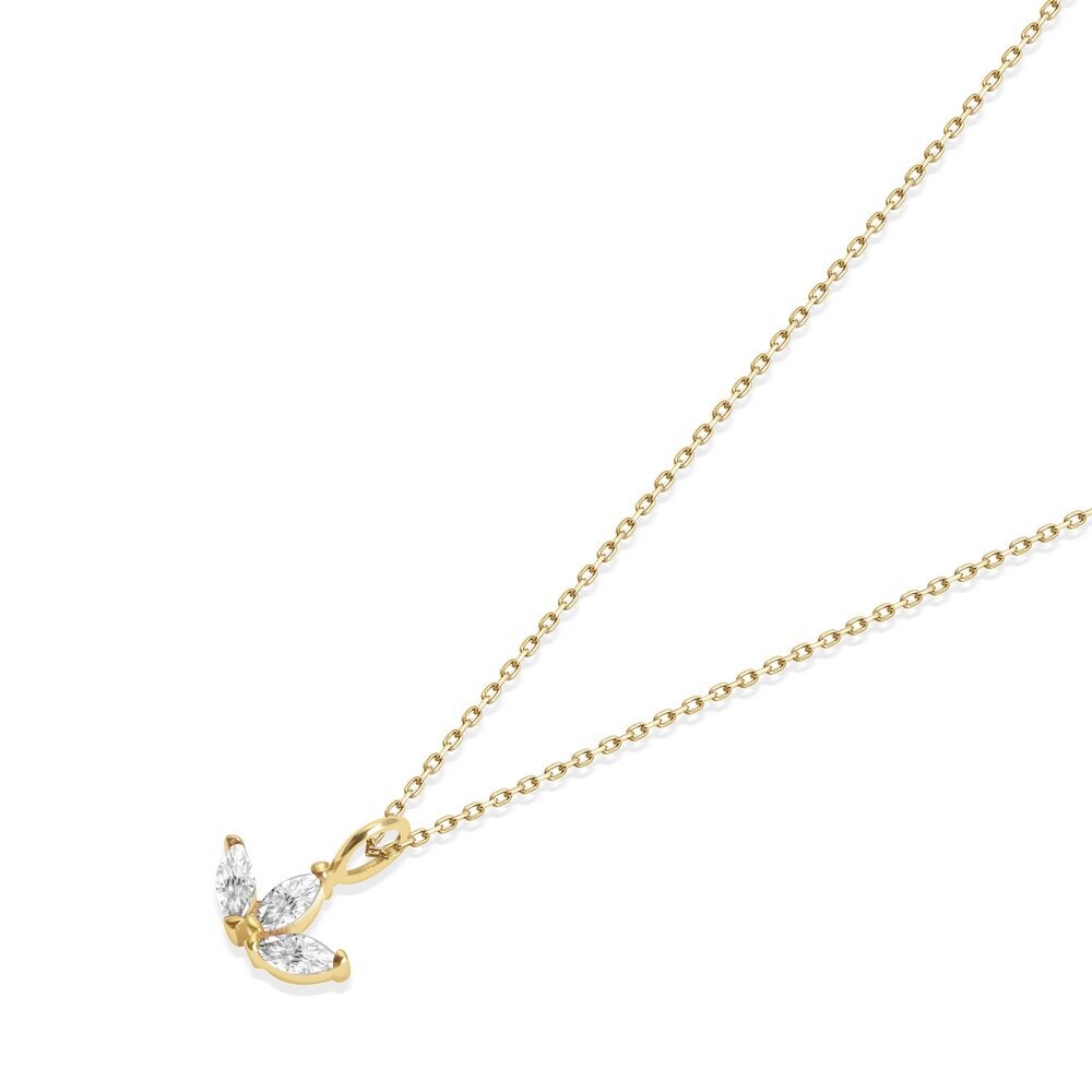 14 Ayar Sarı Altın Minimal Taşlı Lotus Kolye