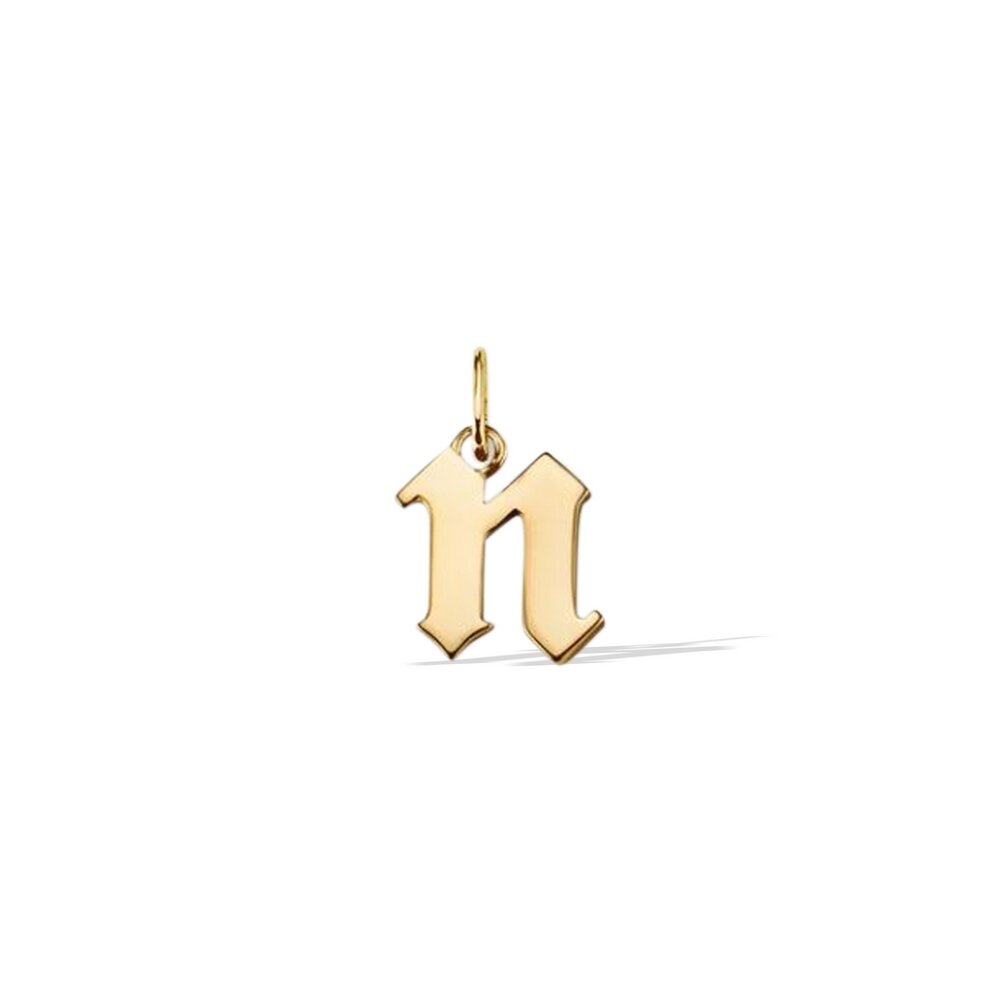 14 Ayar Sarı Altın N Harf Charm