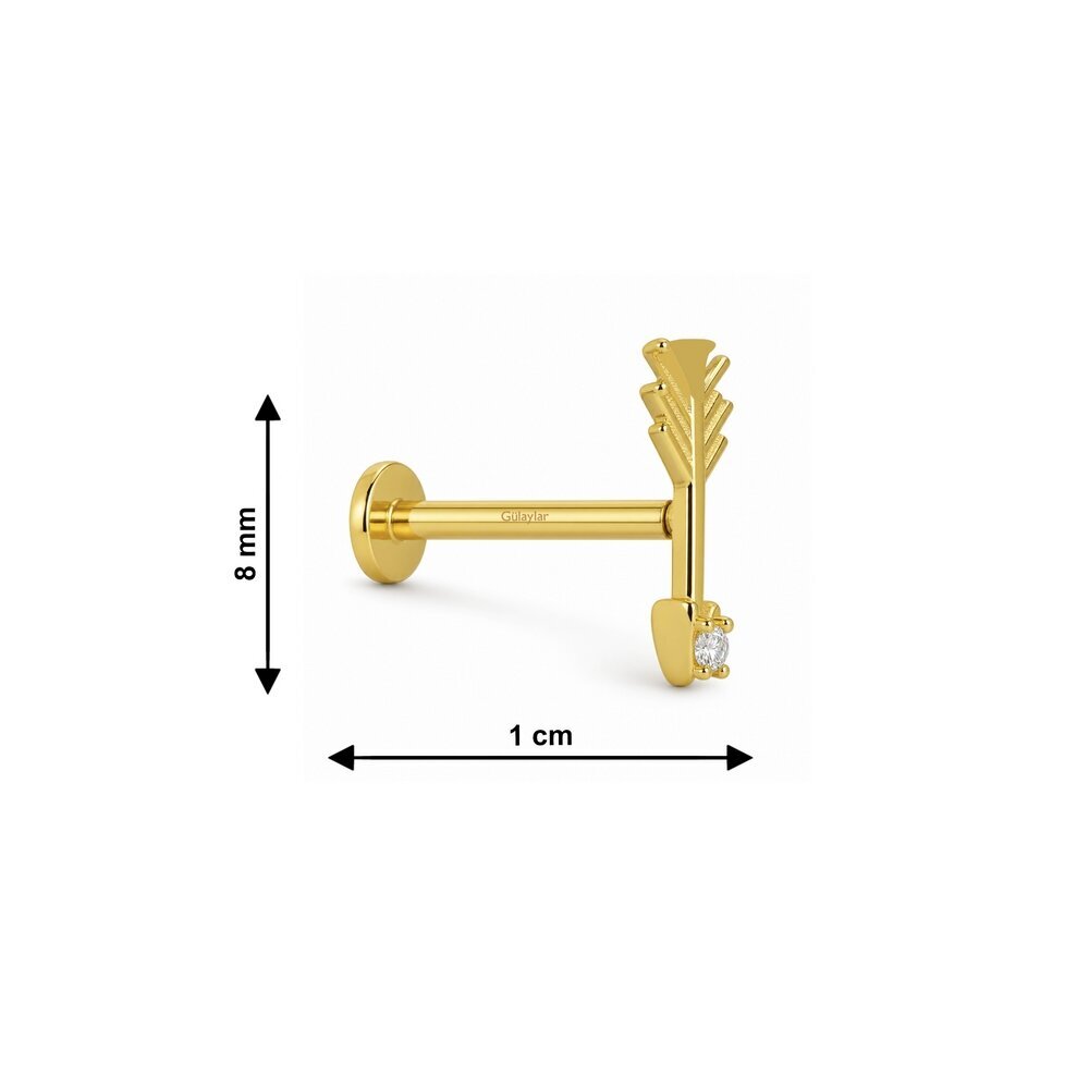 14 Ayar Sarı Altın Ok Tragus Piercing