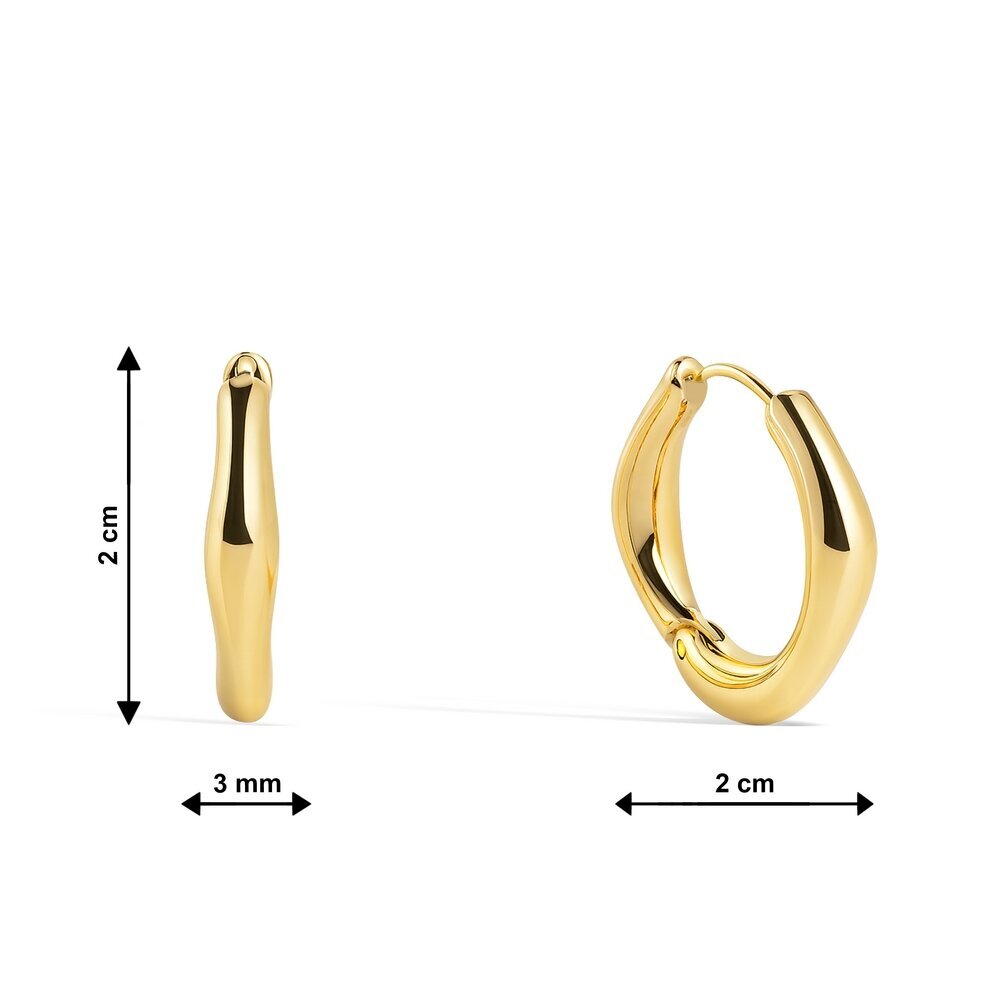14 Ayar Sarı Altın Oval Halka Küpe