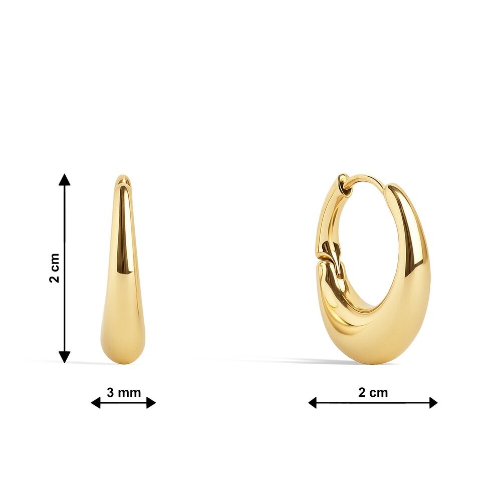 14 Ayar Sarı Altın Oval Halka Küpe