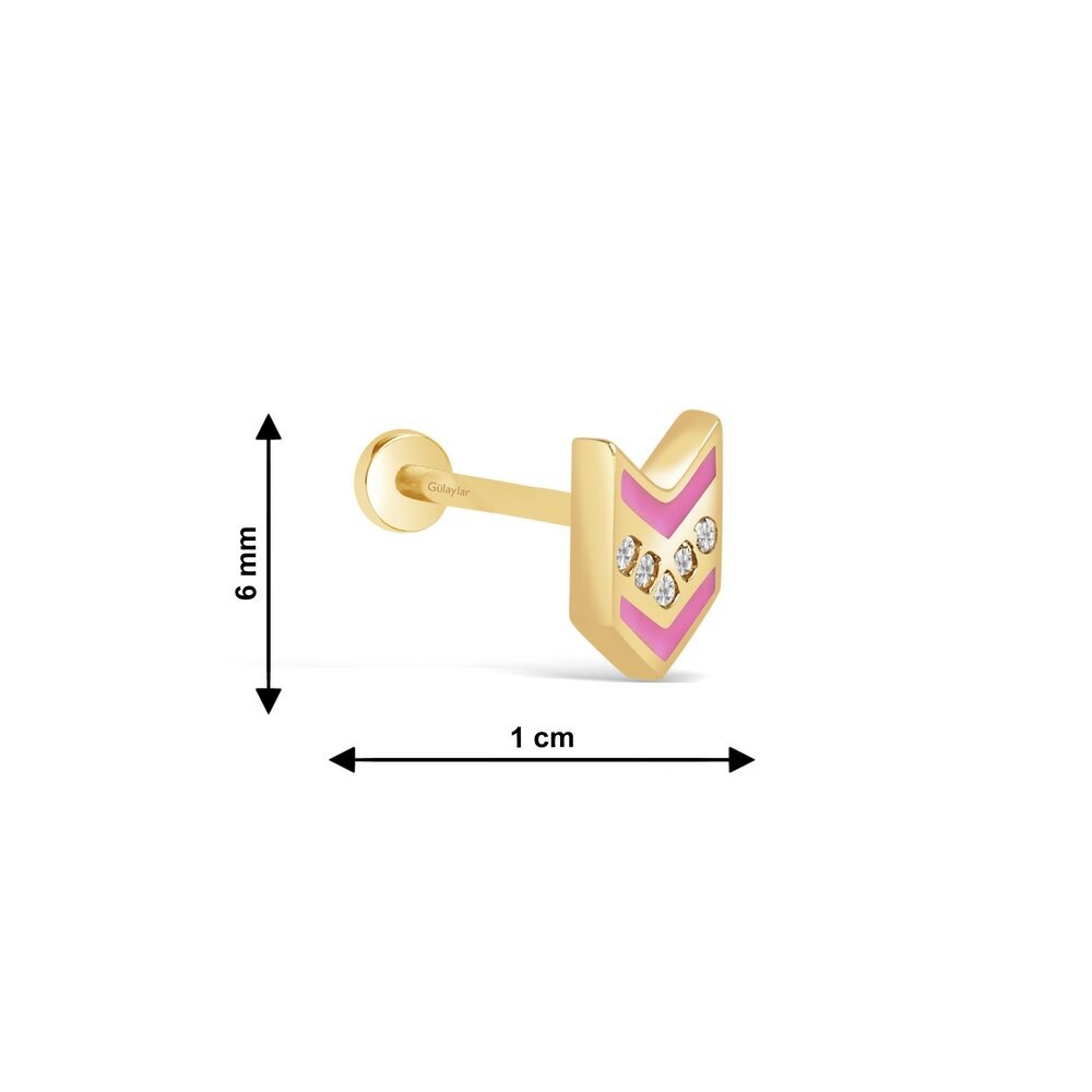 14 Ayar Sarı Altın Pembe Mineli Tragus Piercing