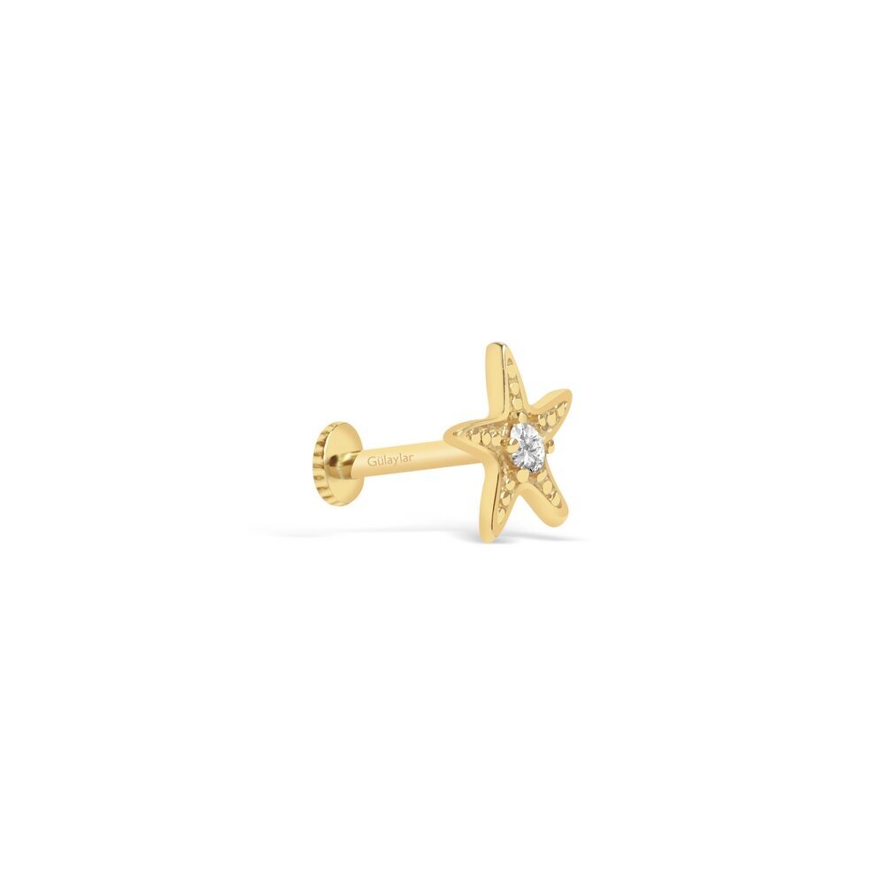 14 Ayar Sarı Altın Deniz Yıldızı Tragus Piercing