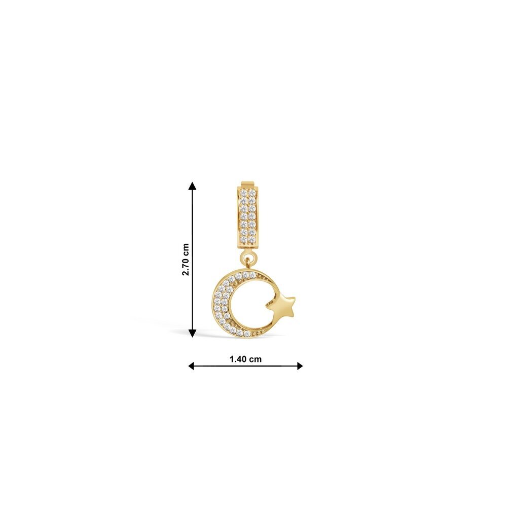14 Ayar Sarı Altın Taşlı Ayyıldız Kolye Ucu