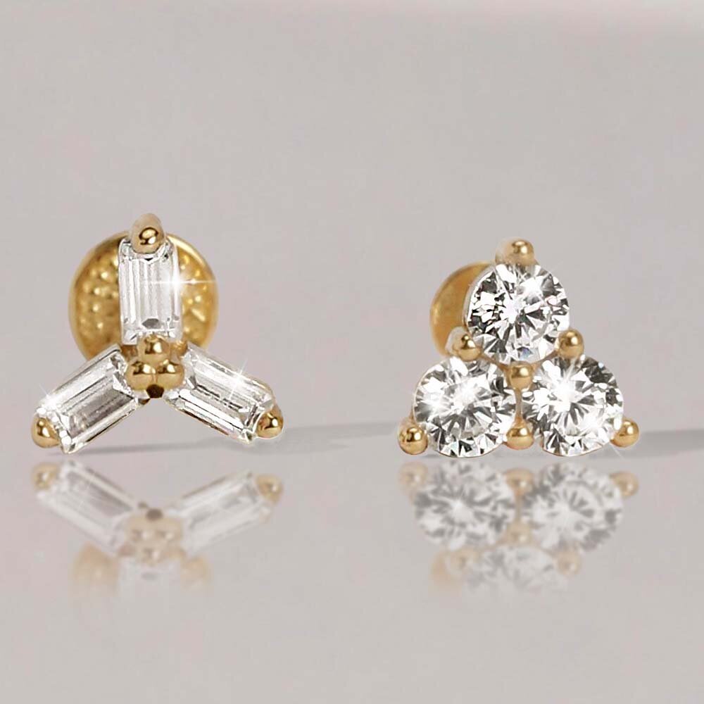 14 Ayar Sarı Altın Taşlı Tragus Piercing