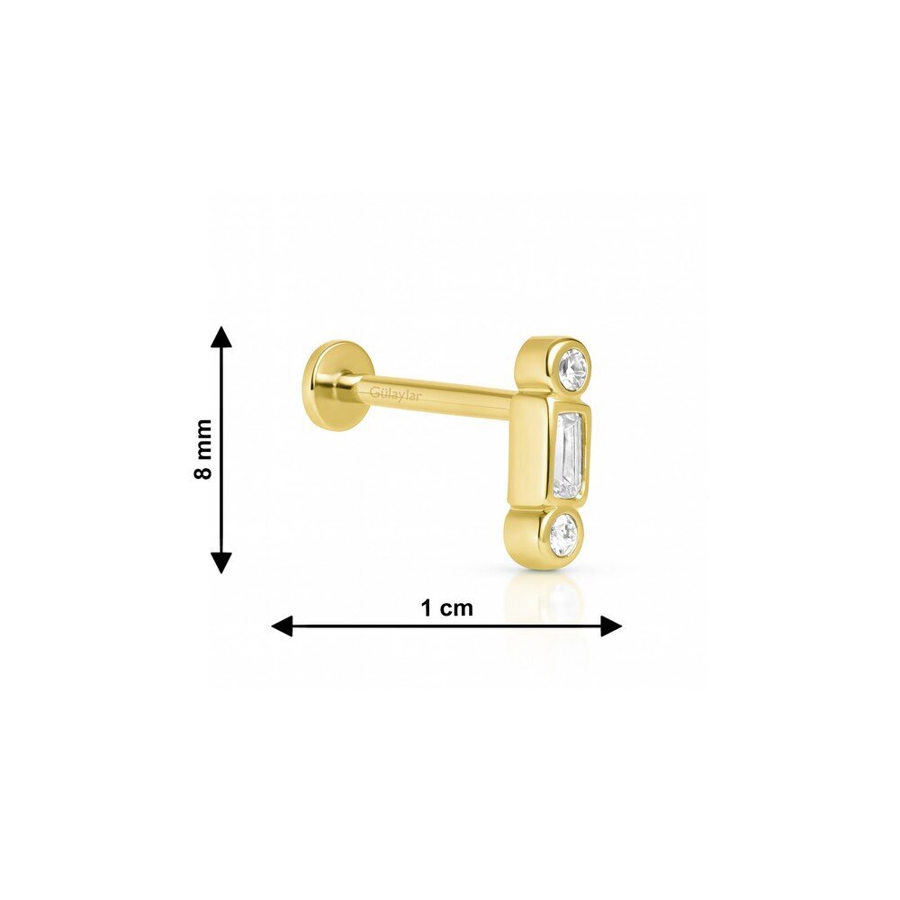 14 Ayar Sarı Altın Taşlı Tragus Piercing