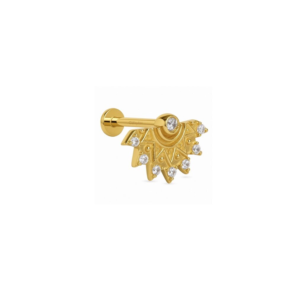 14 Ayar Sarı Altın Taşlı Tragus Piercing