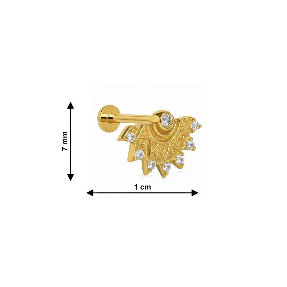 14 Ayar Sarı Altın Taşlı Tragus Piercing