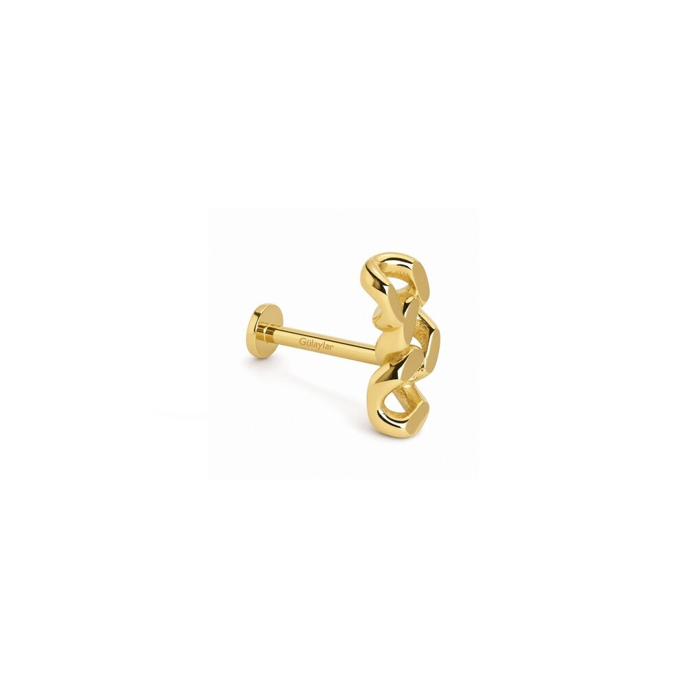 14 Ayar Sarı Altın Taşlı Tragus Piercing