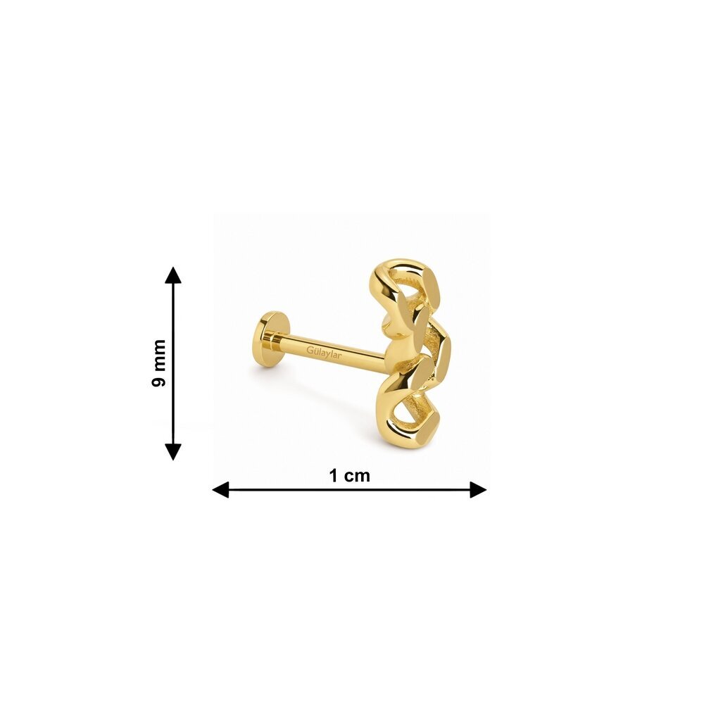 14 Ayar Sarı Altın Taşlı Tragus Piercing