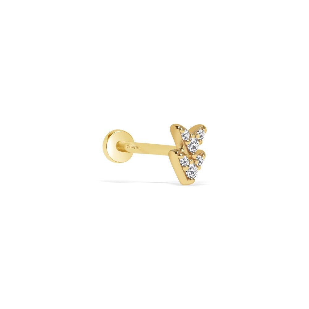 14 Ayar Sarı Altın Taşlı Tragus Piercing