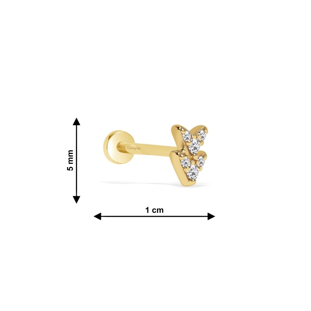 14 Ayar Sarı Altın Taşlı Tragus Piercing