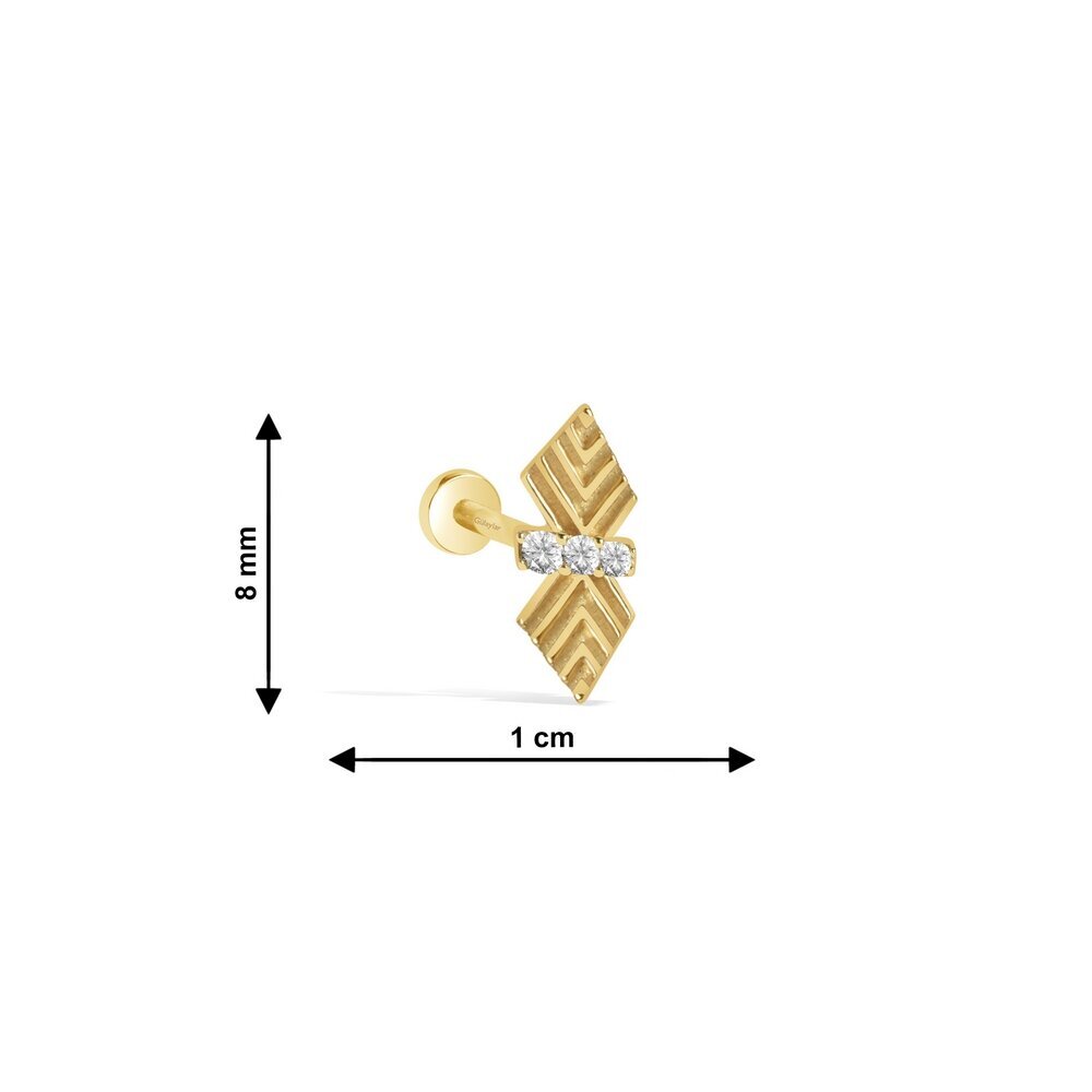 14 Ayar Sarı Altın Taşlı Tragus Piercing