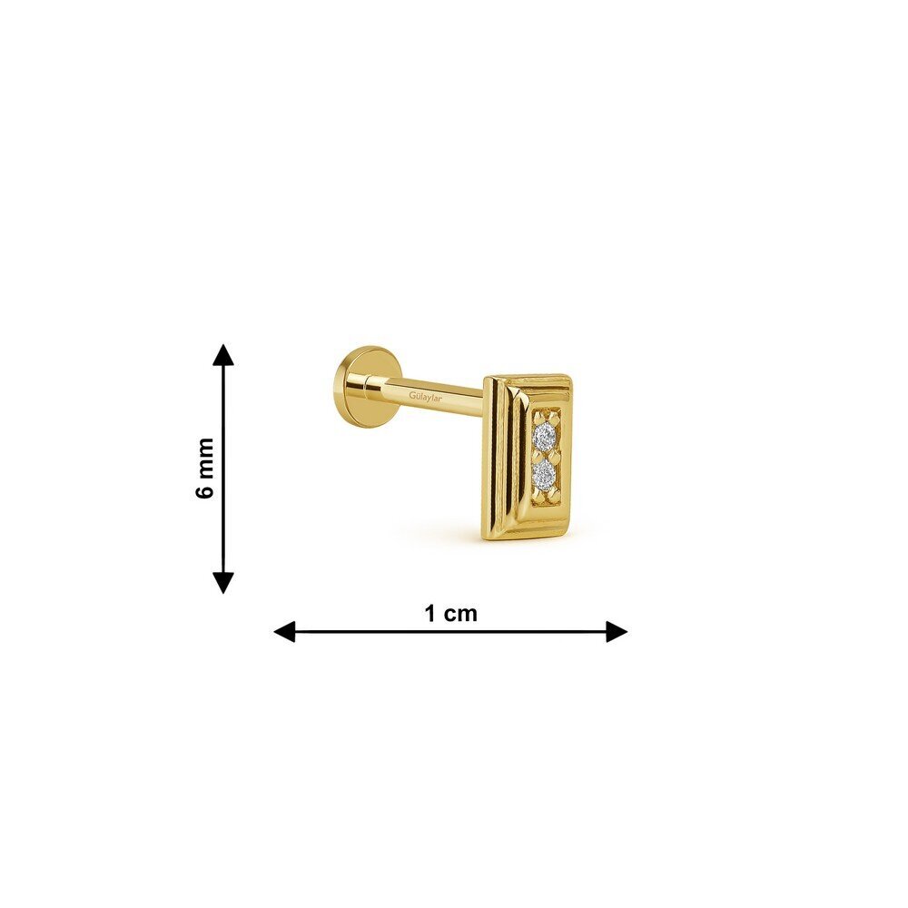 14 Ayar Sarı Altın Taşlı Tragus Piercing