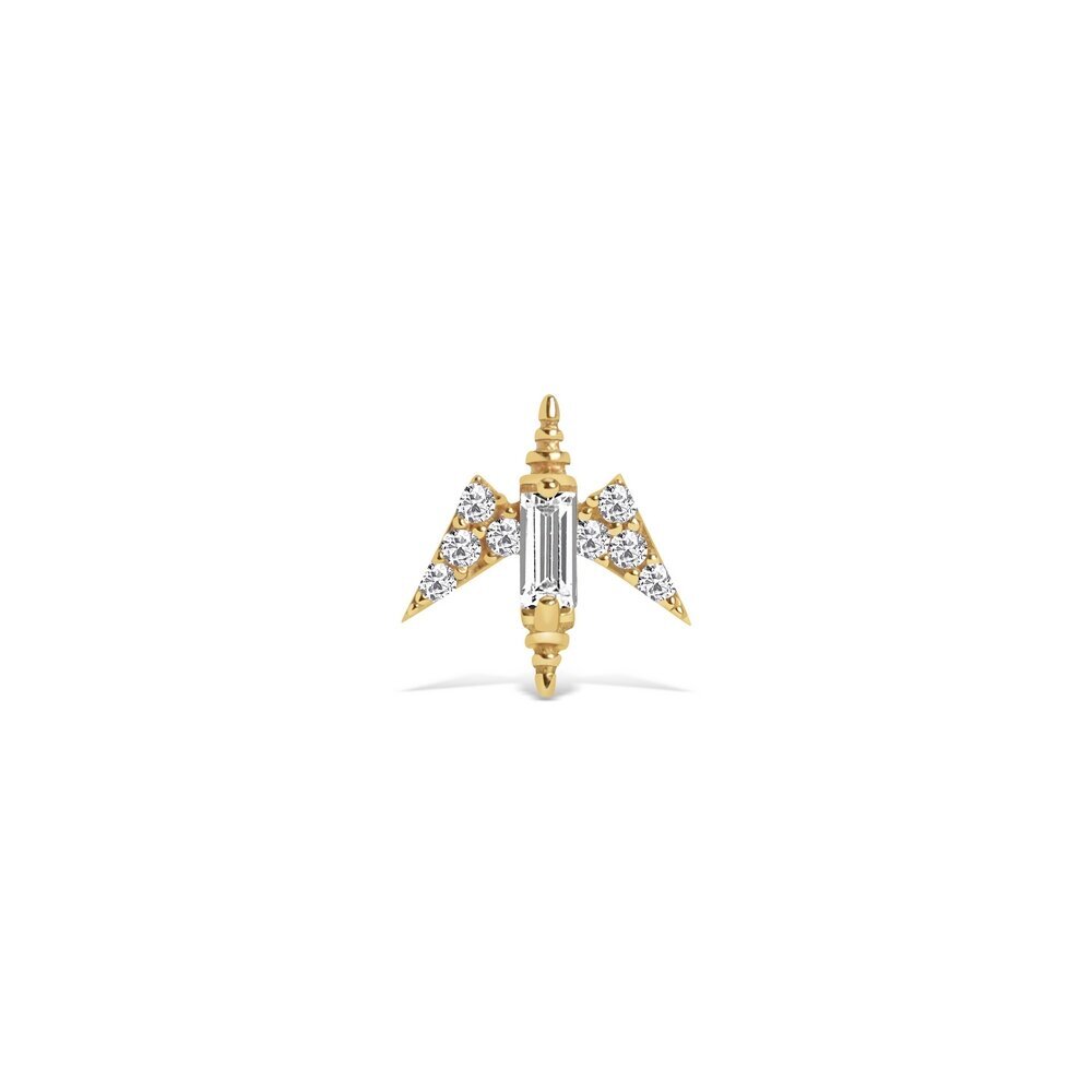14 Ayar Sarı Altın Taşlı Tragus Piercing