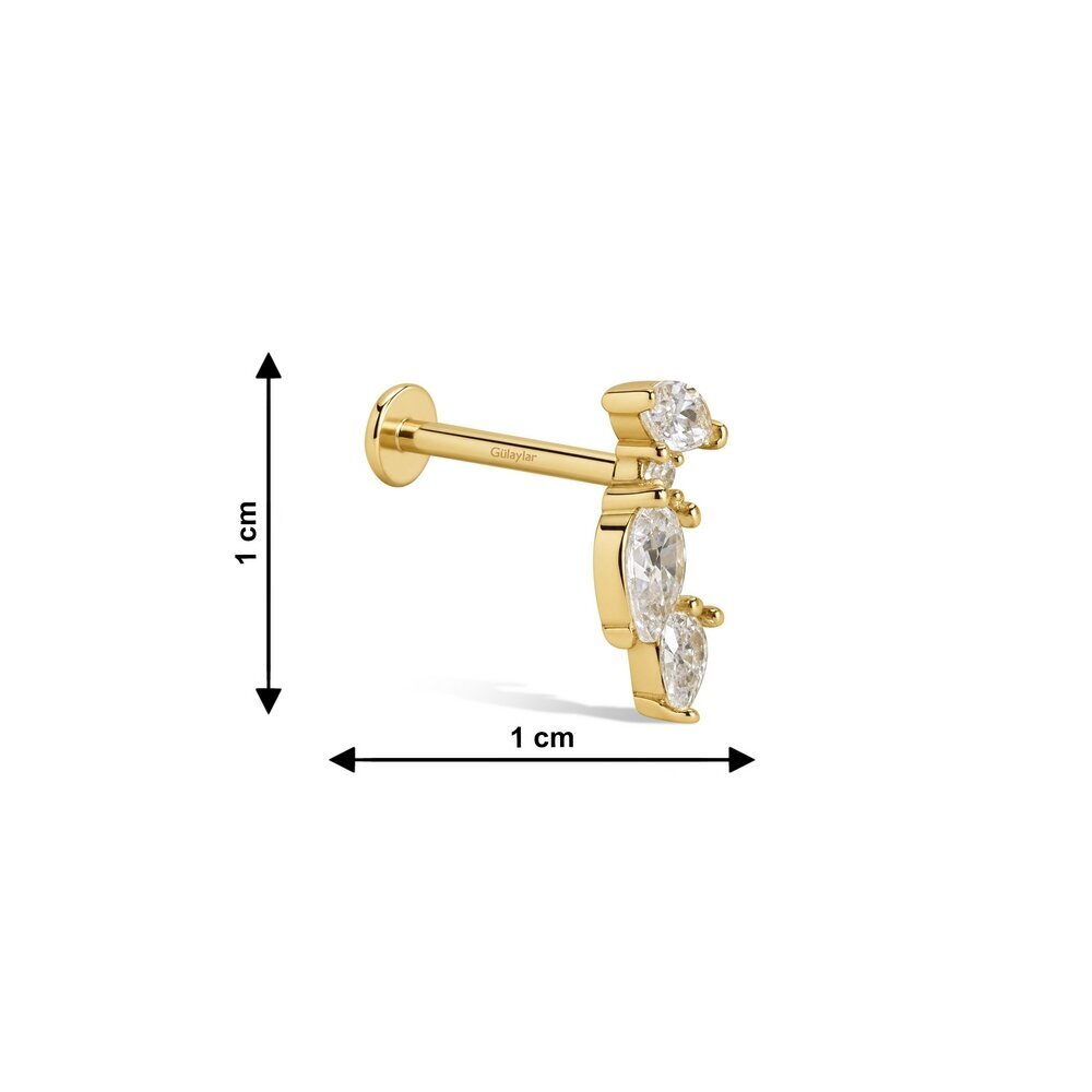 14 Ayar Sarı Altın Taşlı Tragus Piercing