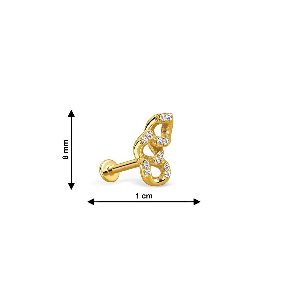14 Ayar Sarı Altın Taşlı Zincir Tragus Piercing