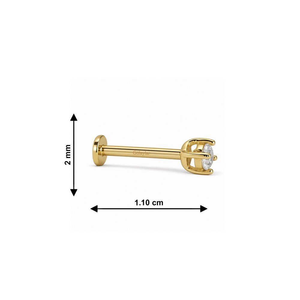 14 Ayar Sarı Altın Tektaş Tragus Piercing