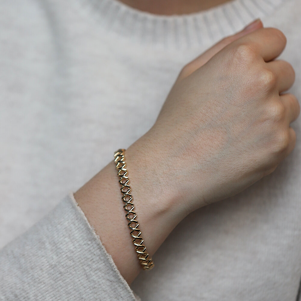 14 Ayar Sarı Altın Taşsız Bileklik