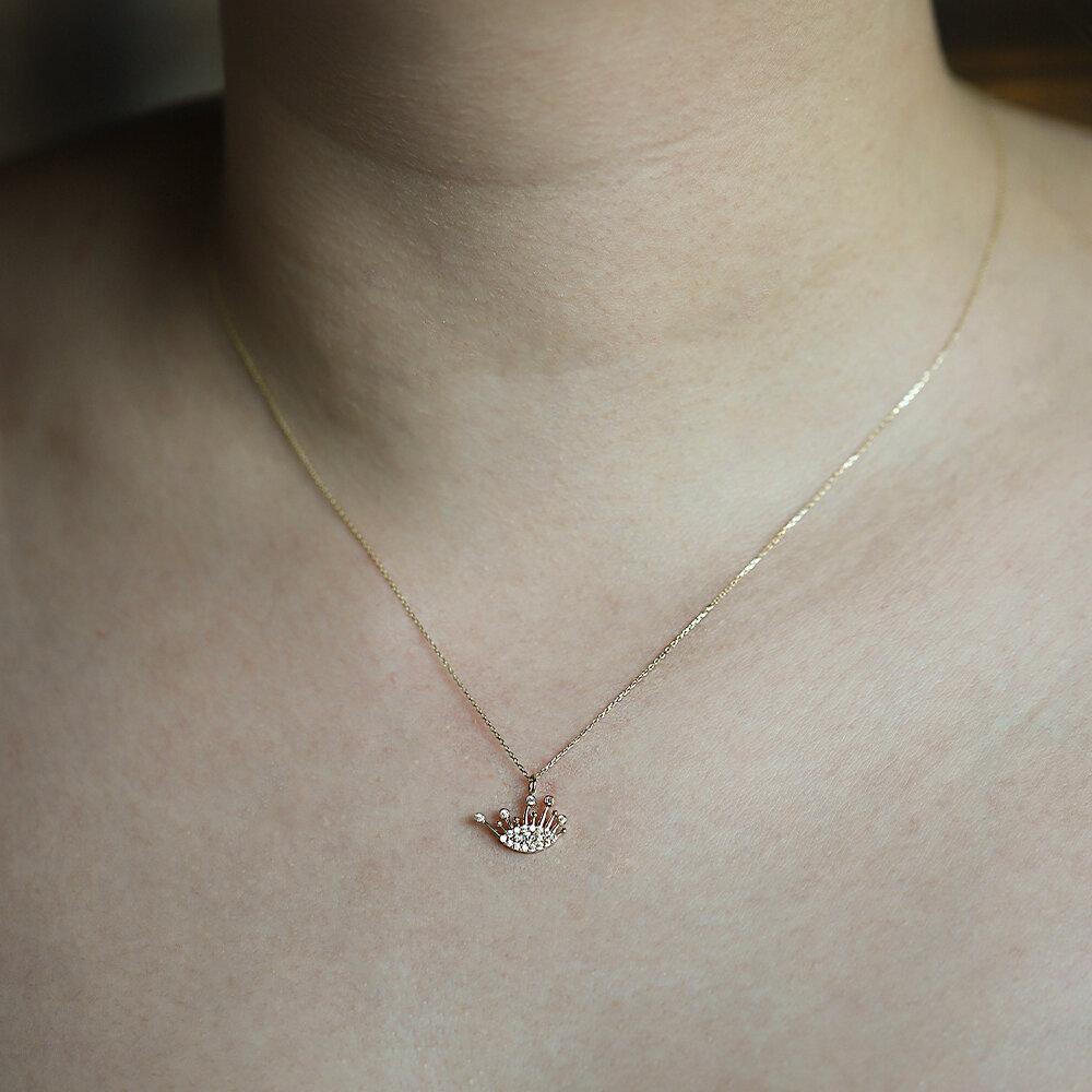 14 Ayar Sarı Altın Minimal Göz Kolye