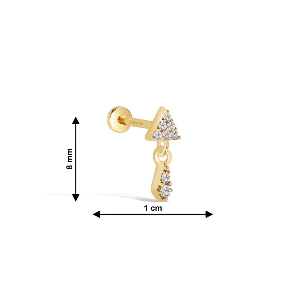 14 Ayar Sarı Altın Taşlı Tragus Piercing