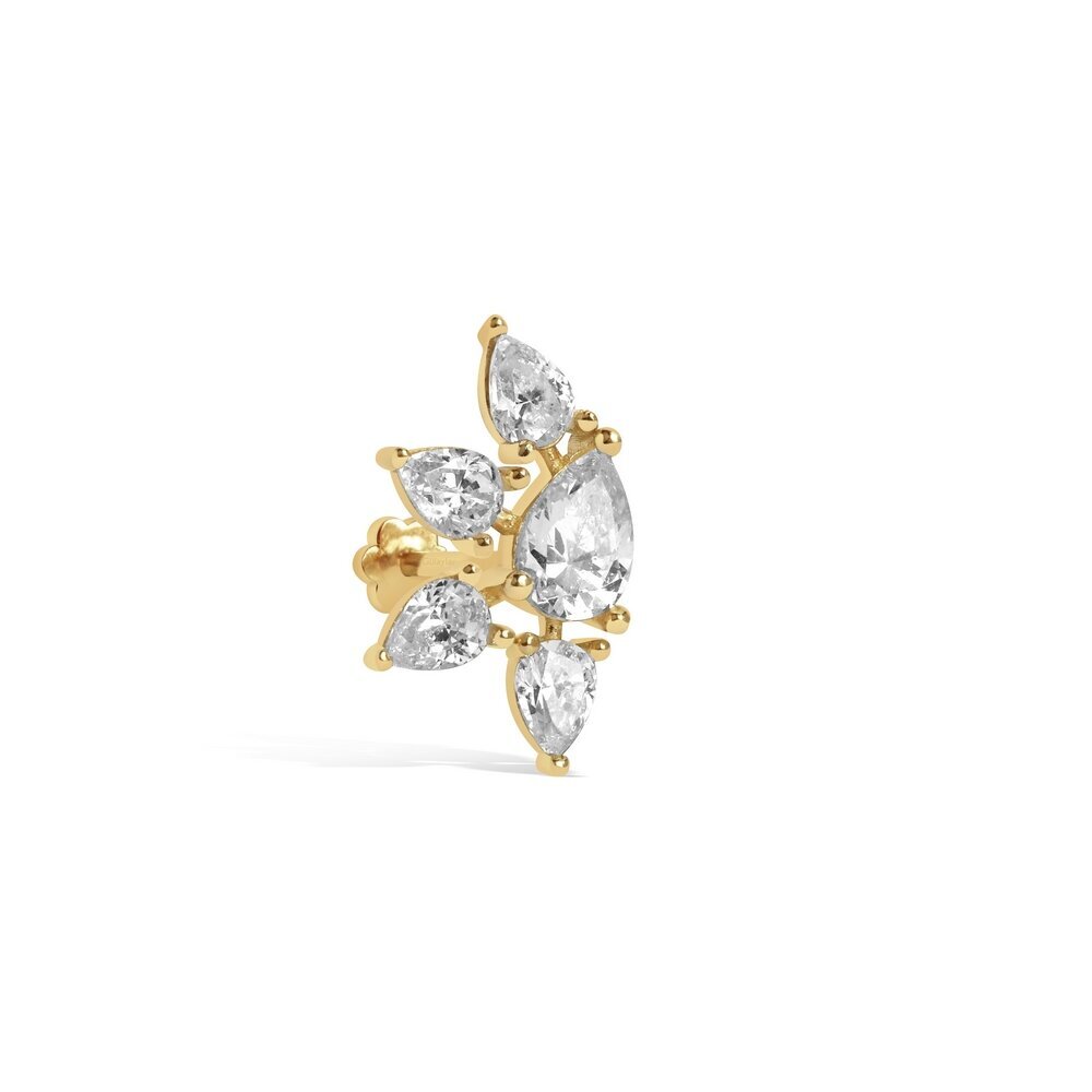 14 Ayar Sarı Altın Taşlı Tragus Piercing