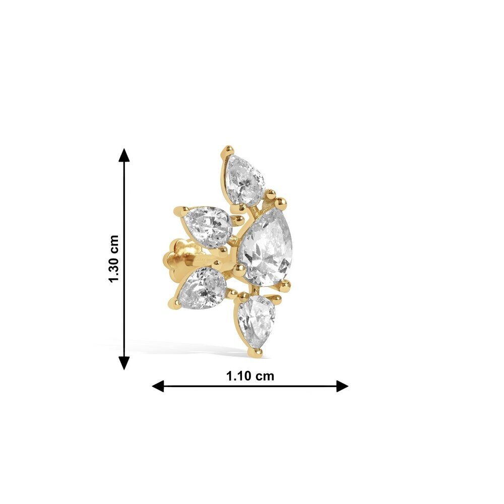 14 Ayar Sarı Altın Taşlı Tragus Piercing